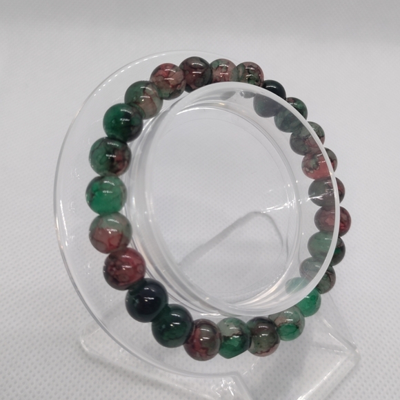 Red/green glass bracelet - Picture 2 of 2